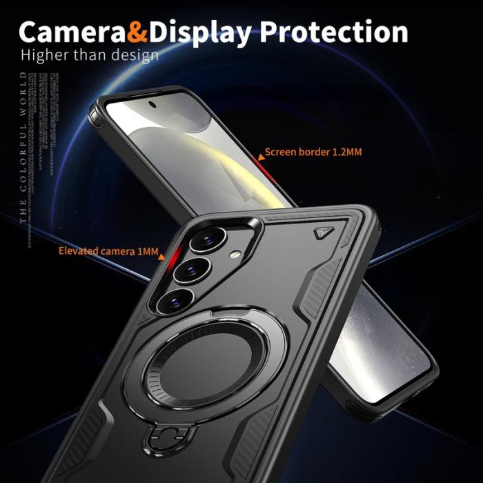 N/A - Mobilskal till Samsung Galaxy S25/S24 Plast Militärskydd Kickstand - Svart