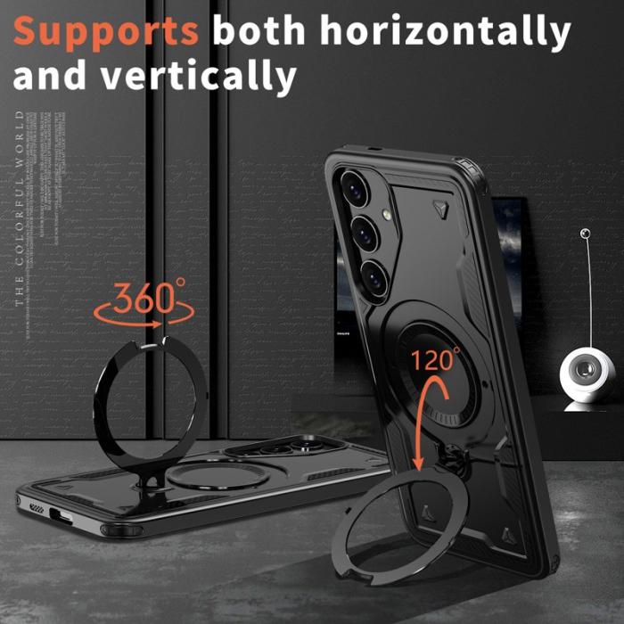 N/A - Mobilskal till Samsung Galaxy S25/S24 Plast Militärskydd Kickstand - Svart