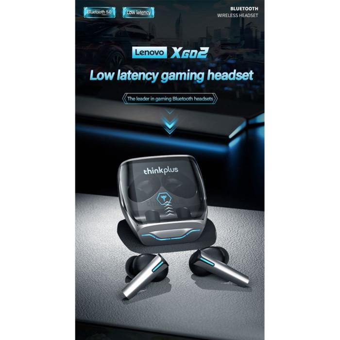 Lenovo - LENOVO XG02 TWS Thinkplus Gaming Bluetooth Trådlösa Hörlurar - Svart