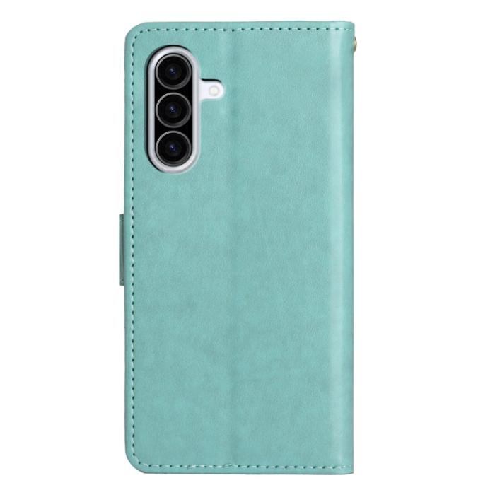 OEM - Samsung Galaxy A57 Plånboksfodral Konstläder Blomma Prägling - Blå