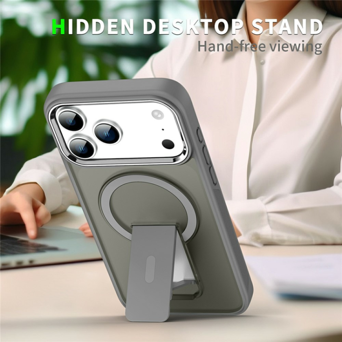 A-One Brand - iPhone 17 Pro Mobilskal MagSafe PC+TPU med Kickstand - Lila