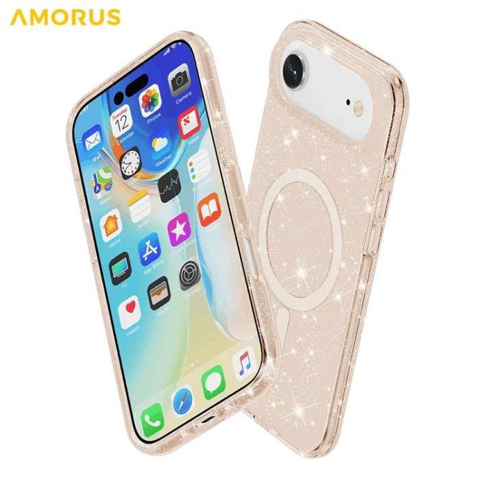 AMORUS - AMORUS Mobilskal till iPhone Air Magsafe Glitter Powder PC + TPU - Guld