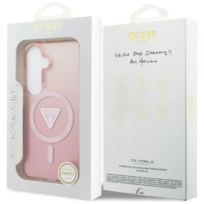 Guess - Guess Mobilskal För Galaxy S26 MagSafe IML Gradient Triangle - Rosa