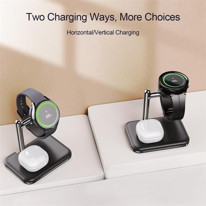 A-One Brand - 2-in-1 Trådlös Laddare För Samsung Galaxy Buds/Klocka V8S - Svart