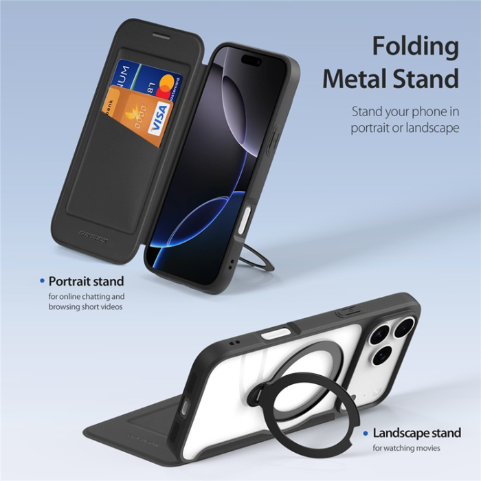 Dux Ducis - Dux Ducis iPhone 17 Pro Plånboksfodral MagSafe Skin X Pro Kickstand