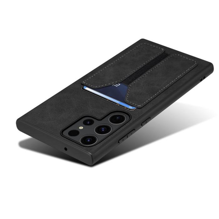 DENIOR - DENIOR Samsung Galaxy S25 Ultra Fodral Kortfack KonstLäder Svart