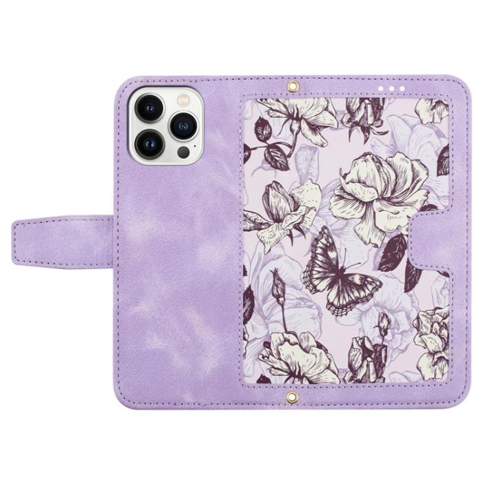 OEM - iPhone 15 Pro Max Plånboksfodral Flower Pattern - Ljuslila