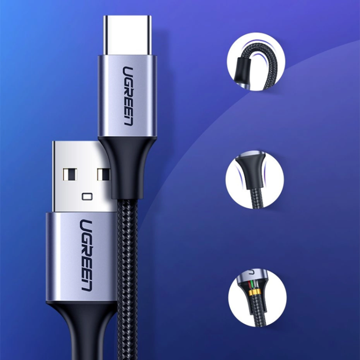 Ugreen - Ugreen USB-C till USB-A kabel Snabbladdning 2m 3A - Grå