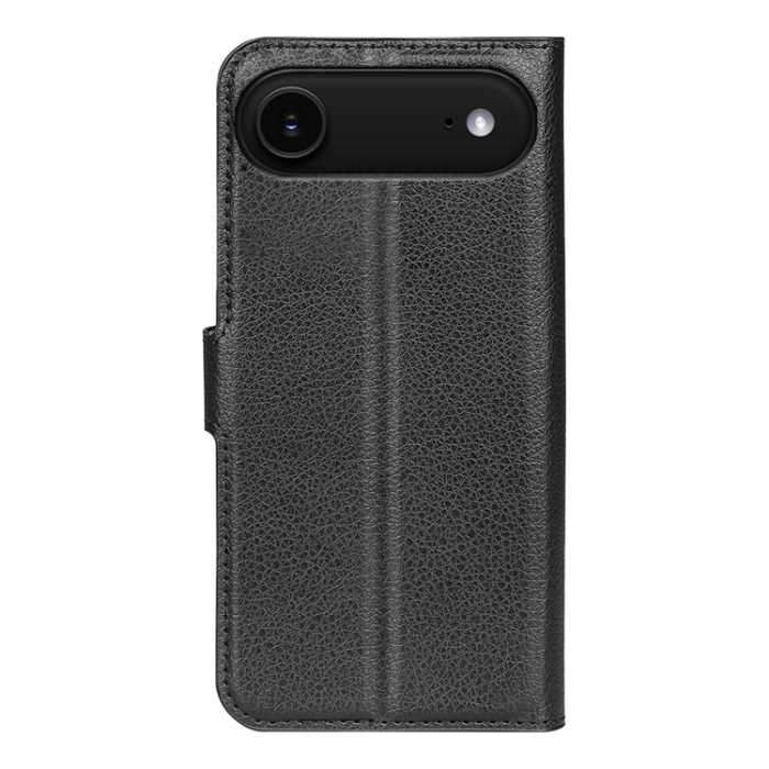 A-One Brand - iPhone 17 Air Plånboksfodral Litchi Texture läder - Svart