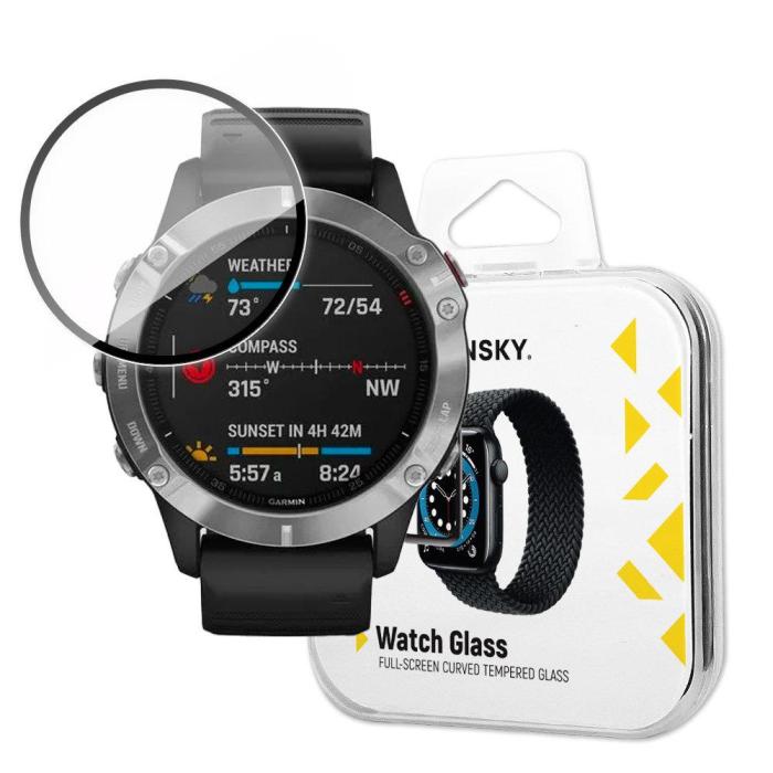 Wozinsky - Wozinsky Garmin Fenix 6 Härdat Glas Skärmskydd Hybrid - Svart