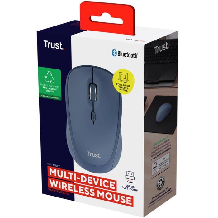 Trust - Trust Yvi+ Trådlös mus Bluetooth / 2.4 GHz Blå