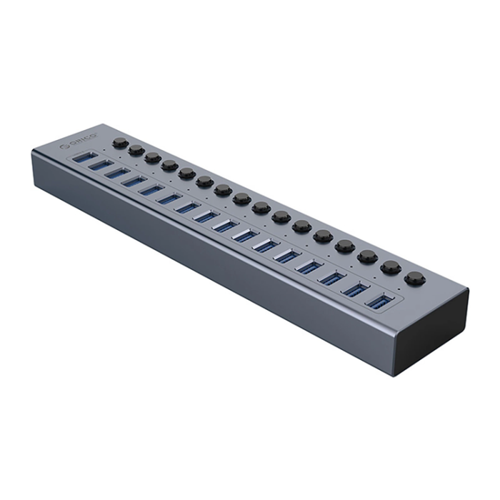 ORICO - Orico Hubb 16xUSB-A 3.0 med Strömbrytare - Grå