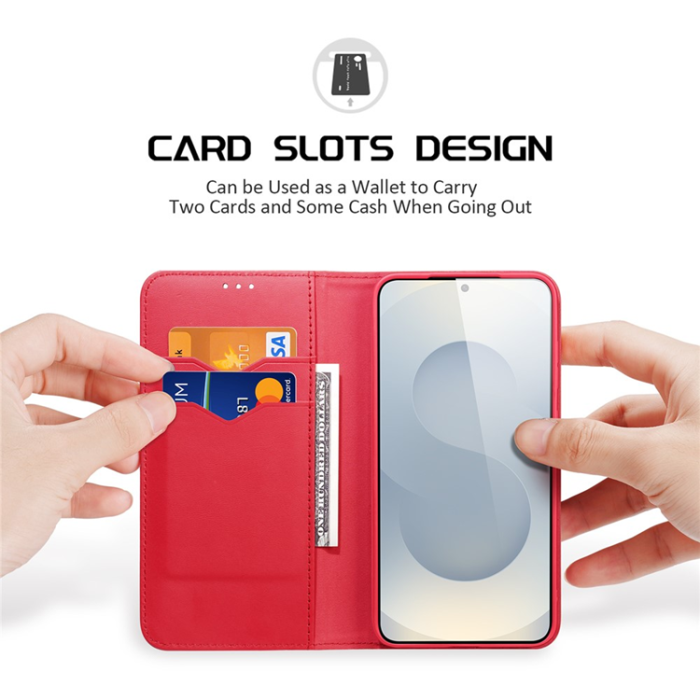 Dux Ducis - Dux Ducis Galaxy S25 Edge Plånboksfodral Äkta läder Hivo RFID