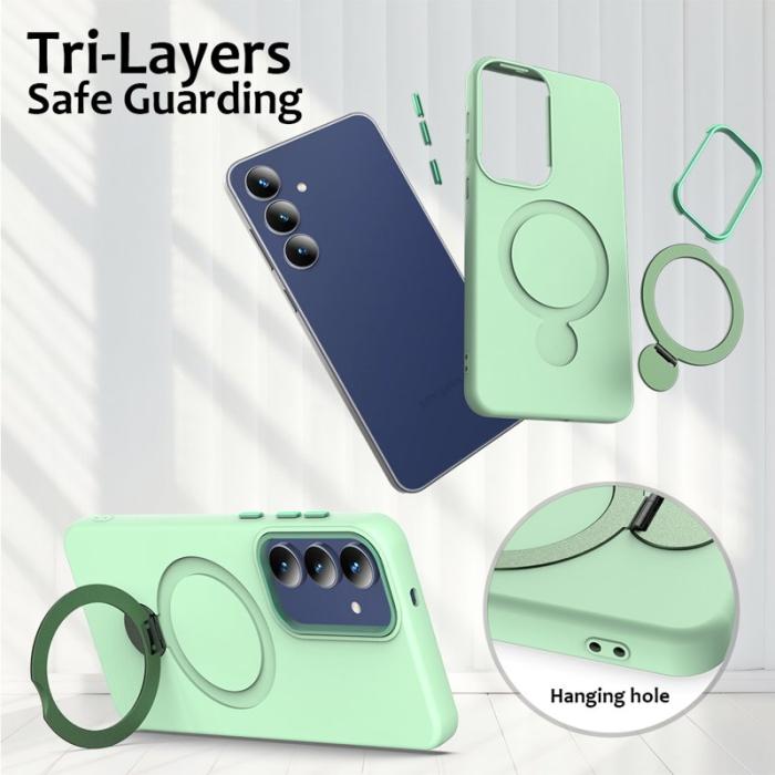 OEM - Mobilskal för Samsung Galaxy S26 Magnetiskt Ring Kickstand TPU + PC - Grön