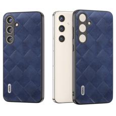 ABEEL - ABEEL Mobilskal till Samsung Galaxy S24+ Grid Textur PU L&auml;der Bl&aring;