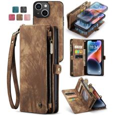 Caseme - CASEME 008 Series 2-in-1 Konstl&auml;der Pl&aring;nboksfodral f&ouml;r iPhone 13 6.1 tum - Brun
