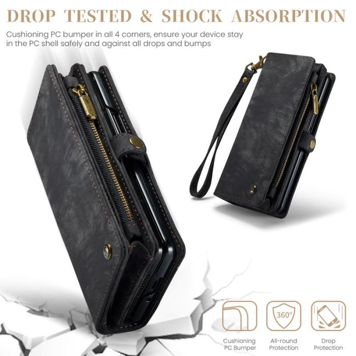 Caseme - CASEME 008 Samsung Galaxy Z Fold5 Plånboksfodral Konstläder med Rem - Svart