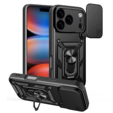 Amorus - AMORUS iPhone 17 Pro Mobilskal Med Kameralinsreglage - Svart