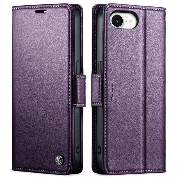 Caseme - CASEME iPhone 16e Plånboksfodral Konstläder RFID-Skydd Lila