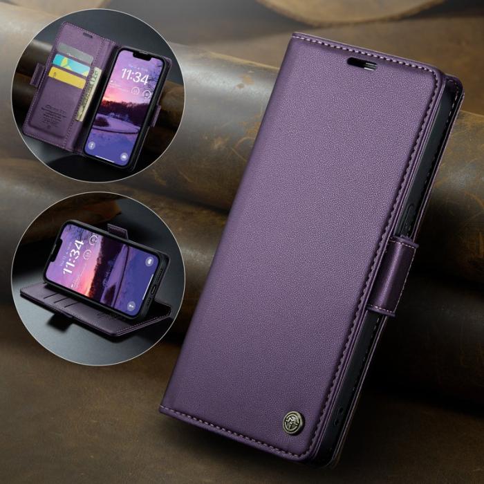Caseme - CASEME iPhone 16e Plånboksfodral Konstläder RFID-Skydd Lila