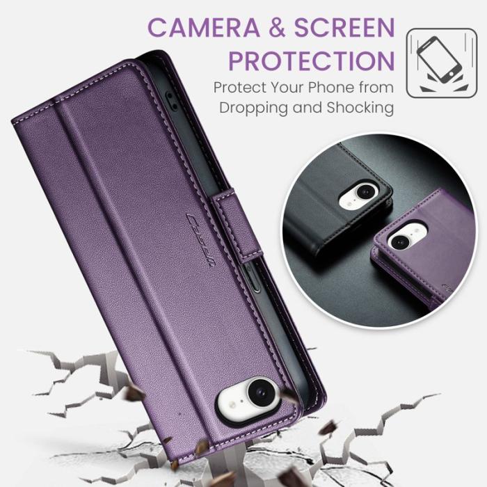 Caseme - CASEME iPhone 16e Plånboksfodral Konstläder RFID-Skydd Lila