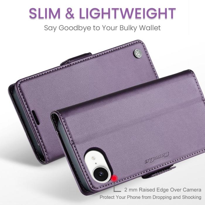 Caseme - CASEME iPhone 16e Plånboksfodral Konstläder RFID-Skydd Lila