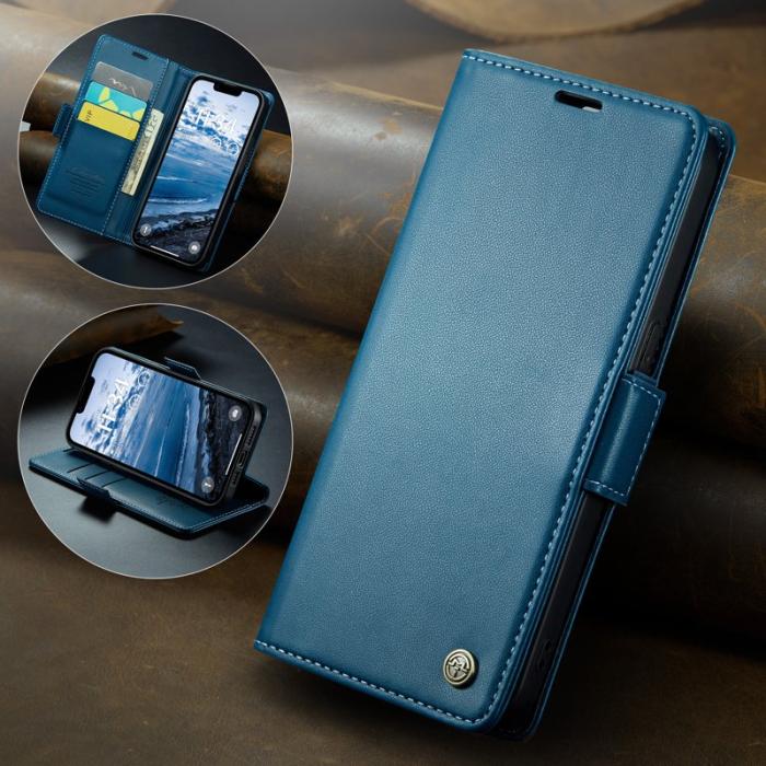 Caseme - CASEME iPhone 16e Plånboksfodral Konstläder RFID-Skydd Blå
