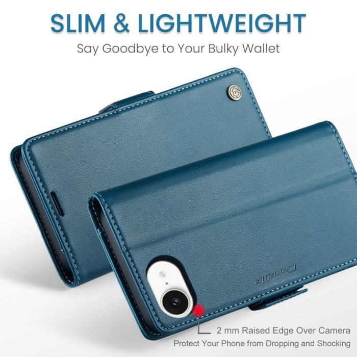 Caseme - CASEME iPhone 16e Plånboksfodral Konstläder RFID-Skydd Blå