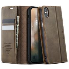 Caseme - CASEME 033 Mobilskal till iPhone XS Max RFID Blocker L&auml;der Kaffe