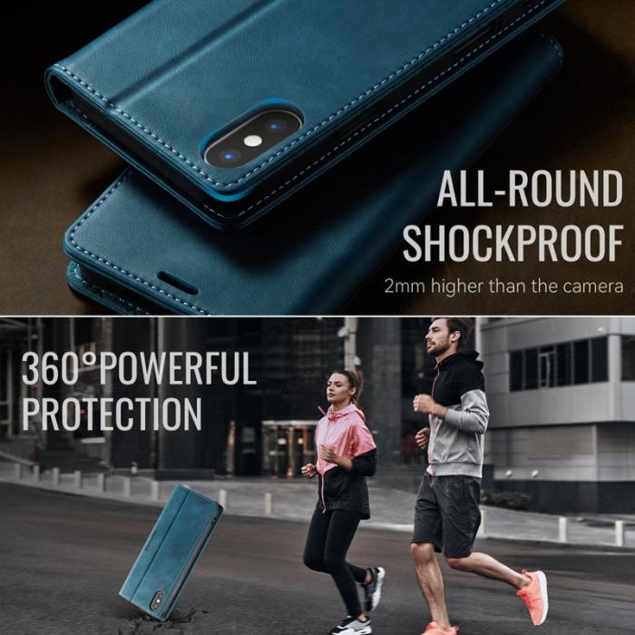 Caseme - CASEME 033 Mobilskal till iPhone XS Max RFID Blocker Läder Grön