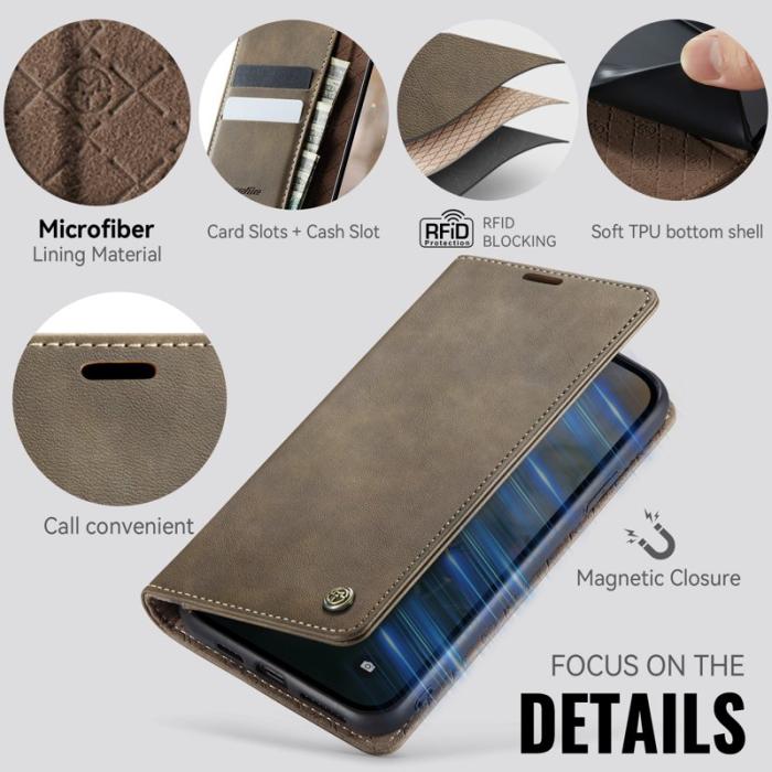 Caseme - CASEME 033 Mobilskal till iPhone XS Max RFID Blocker Läder Kaffe