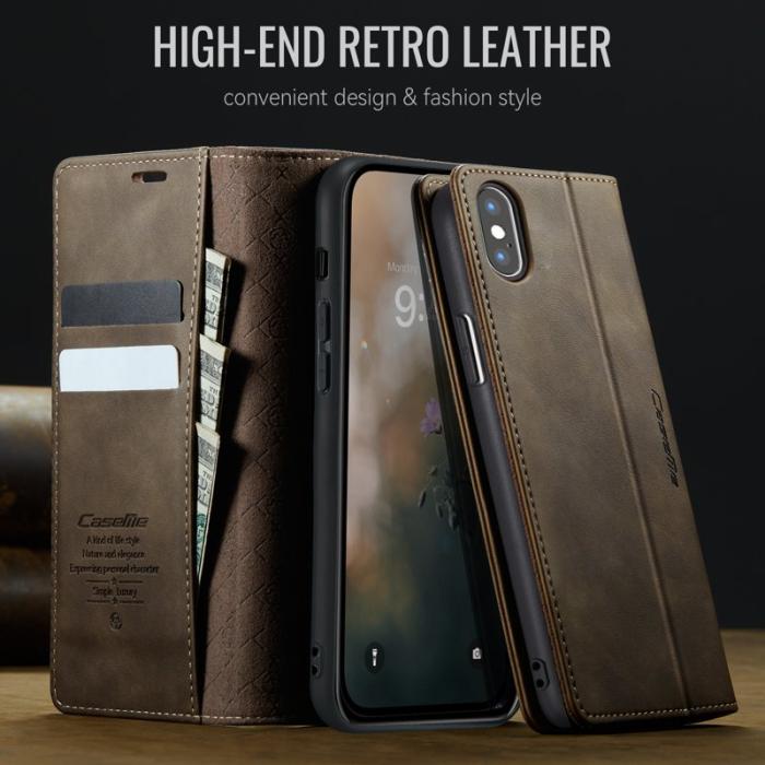 Caseme - CASEME 033 Mobilskal till iPhone XS Max RFID Blocker Läder Kaffe