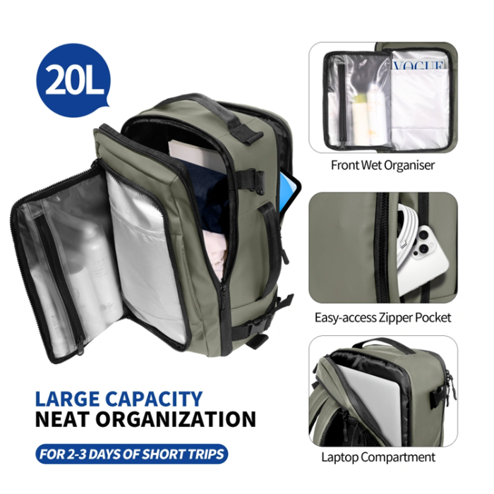 Tech-Protect - Tech-Protect Travel DatorRyggsäck 20L Defender - Olive Grön