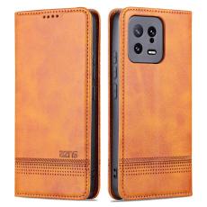 AZNS - AZNS Xiaomi 13 5G Flip Pl&aring;nboksfodral Konstl&auml;der - Brun
