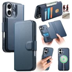 CASENEO - CASENEO iPhone 16 Pl&aring;nboksfodral Magnetiskt RFID Blocker Konstl&auml;der - Bl&aring;