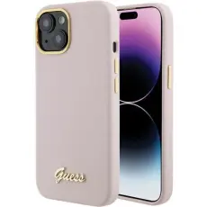 Guess - Guess iPhone 15 Pro Max Mobilskal Silikon Script Metal Logo