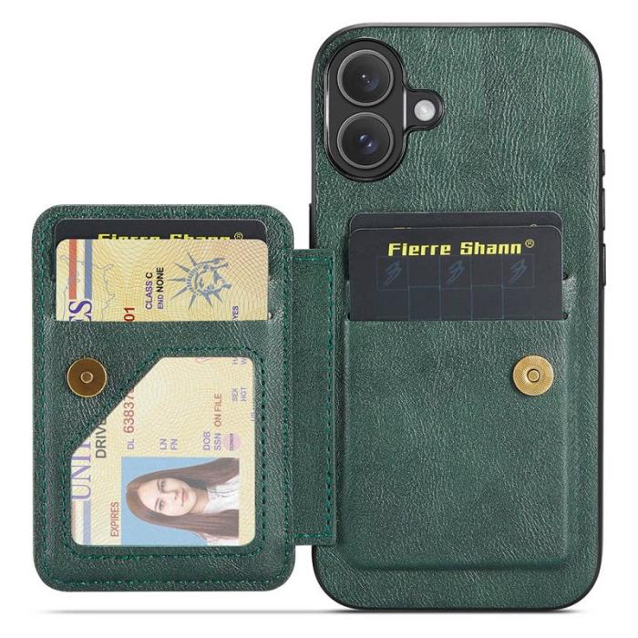 FIERRE SHANN - FIERRE SHANN 024 iPhone 16 Plus Fodral KonstLäder - Grön