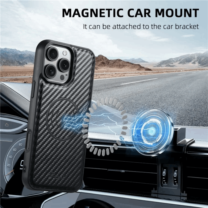 SUTENI - SUTENI iPhone 16 Pro Mobilskal Magsafe Korthållare Carbon Fiber