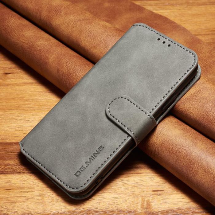DG.MING - DG.MING Retro Konstläder Plånboksfodral för iPhone XS - Grå
