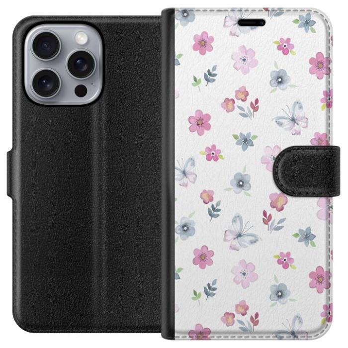 iSecrets - Plånboksfodral till Apple iPhone 16 Pro Max med Blommor och fjärillar
