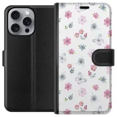 Gustaf - Pl&aring;nboksfodral till Apple iPhone 16 Pro Max med Blommor och fj&auml;rillar