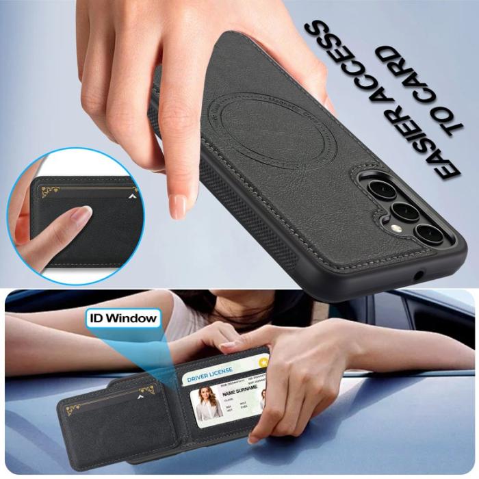 LC.imeeke - LC.IMEEKE L3 Samsung Galaxy S23 FE Fodral KonstLäder - Svart
