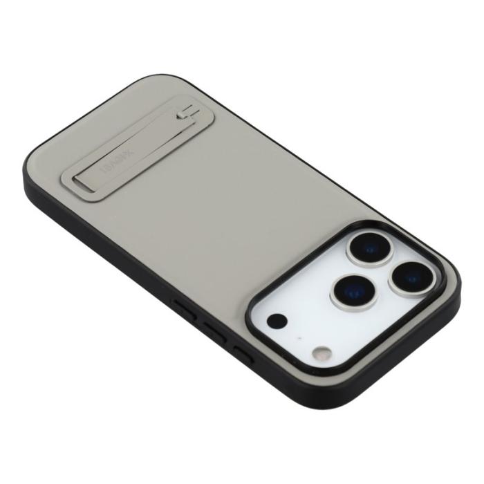 X-Level - X-LEVEL Mobilskal till iPhone 17 Pro Läderbelagt TPU med Ställ - Grå