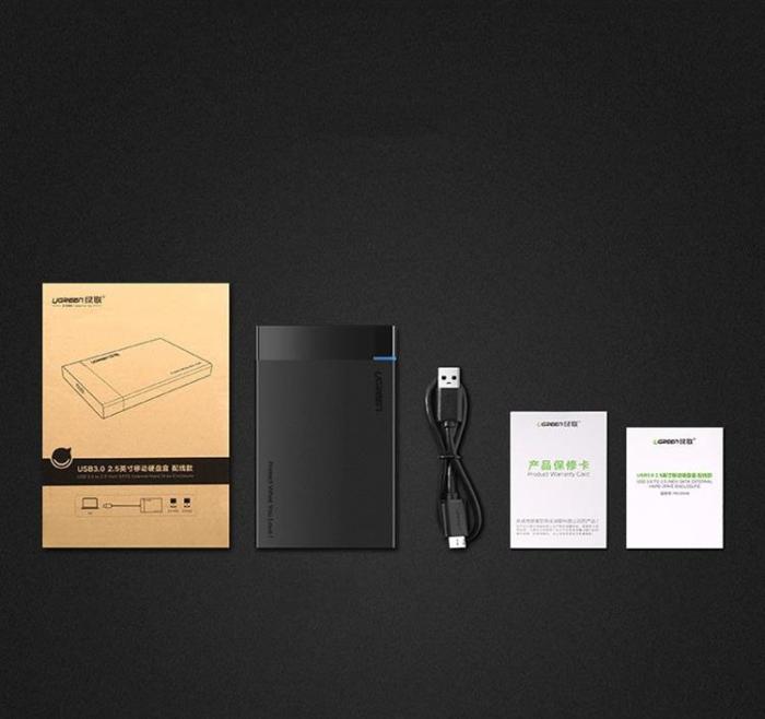 Ugreen - Ugreen Hard Disk Box Med Kabel - Svart