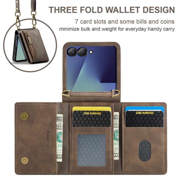 DG.MING - DG.MING Galaxy Z Flip 7 Mobilskal RFID Blocking M5 - Kaffe