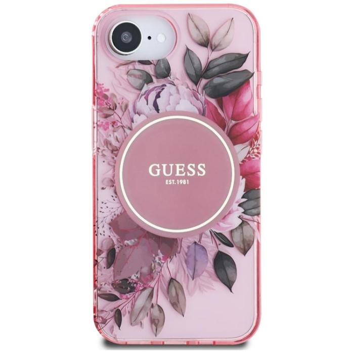 Guess - Guess iPhone 16e Mobilskal MagSafe IML Flowers - Rosa