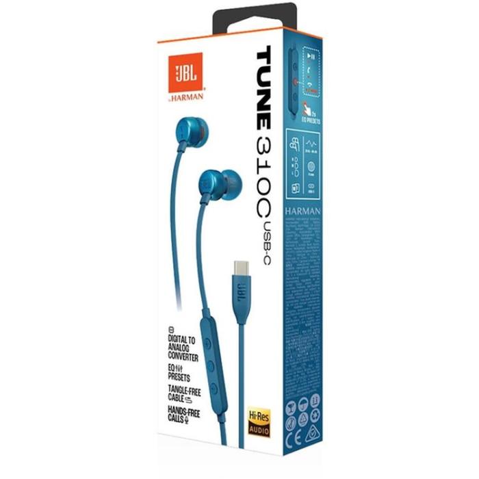 JBL - JBL In-Ear Hörlurar Trådbundna USB-C Tune 310C - Blå