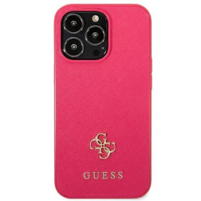 Guess - Guess iPhone 13 Pro Mobilskal Saffiano Small Metall Logo - Rosa