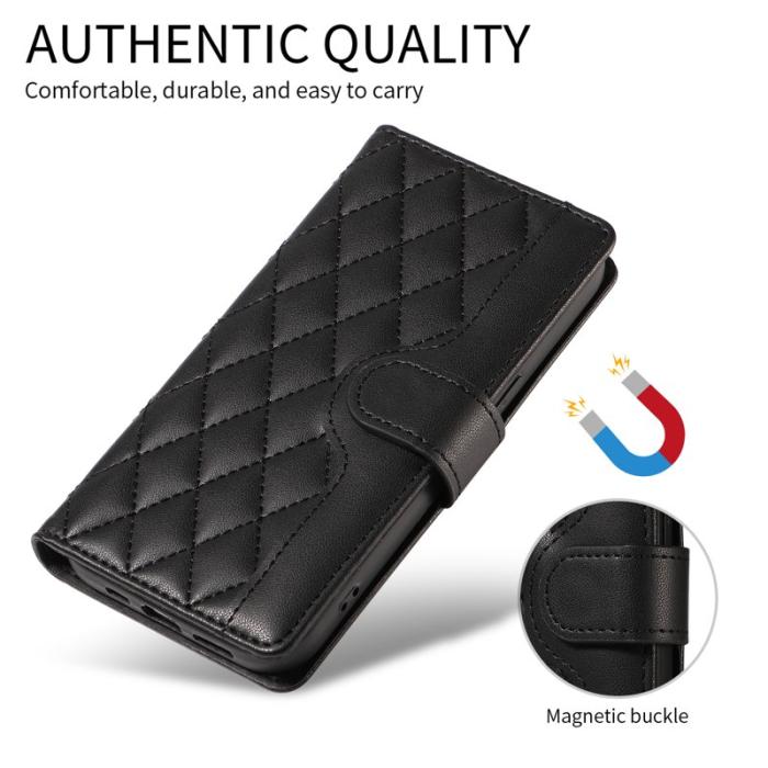 OEM - Rhombus Samsung Galaxy S26 Plus Fodral Äkta Läder - Svart