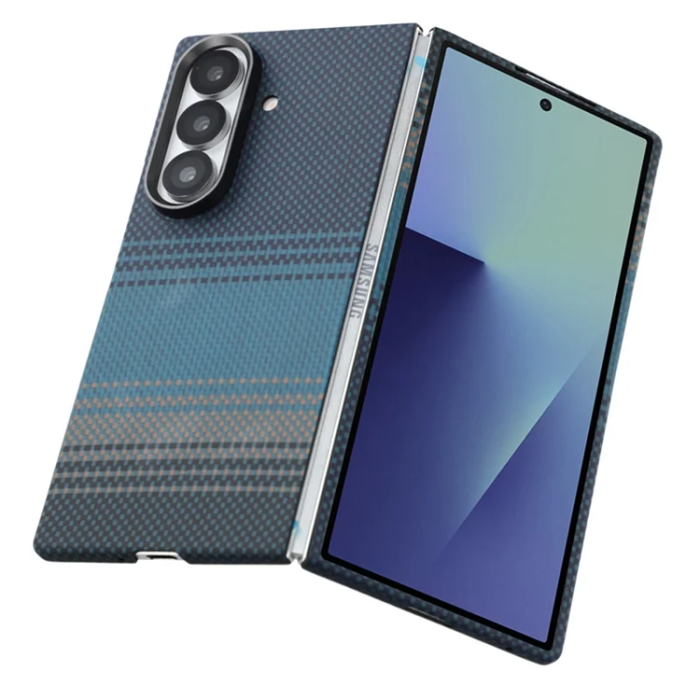 A-One Brand - Galaxy Z Fold 7 5G Mobilskal Aramid Fiber - Blå Floating Weave